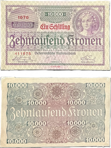 Erste Banknotenserie des Schillings 1925